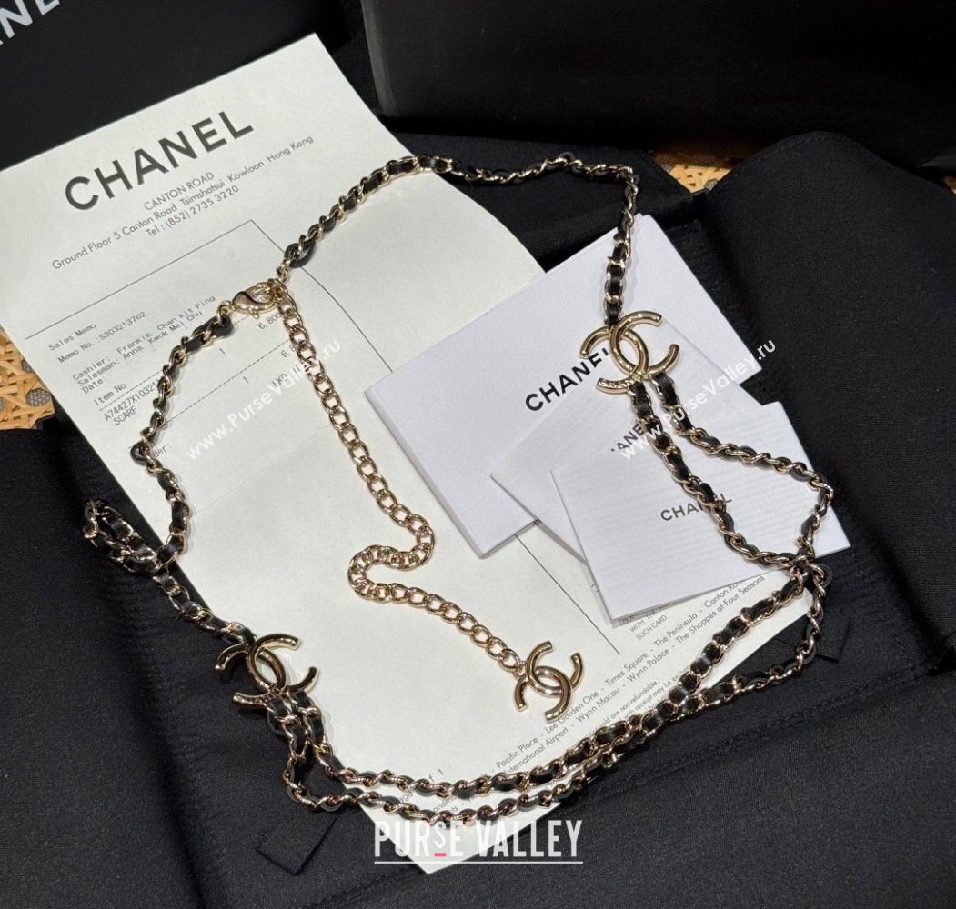Chanel Chain and Leather Belt Gold 2025 0618 (99-250618054)