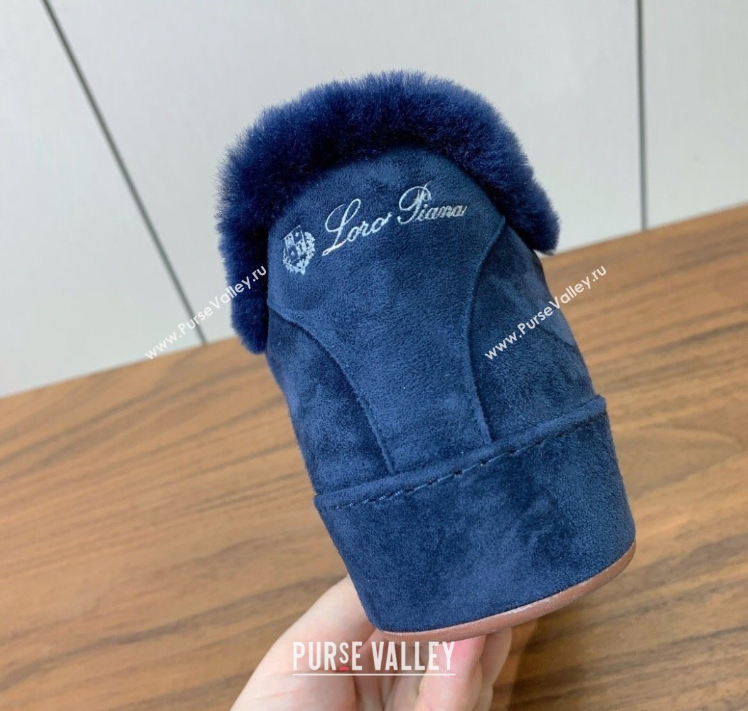 Loro Piana High Top Sneakers/Ankle Boots in Suede and Wool Fur Dark Blue 2025 LP111304 (HH-251211053)