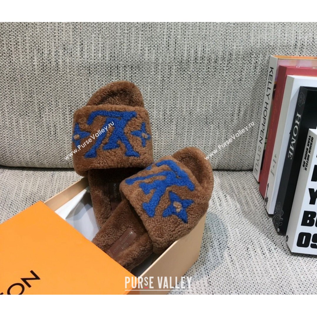 Louis Vuitton LV Wool Flat Slide Sandals Brown 2021 07 (MD-21080970)