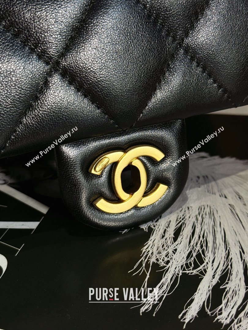 Chanel Lambskin Mini Flap Bag with AS1787 with Imitation Pearls Chain AS4868 Black 2024 (YEZI-24040201)