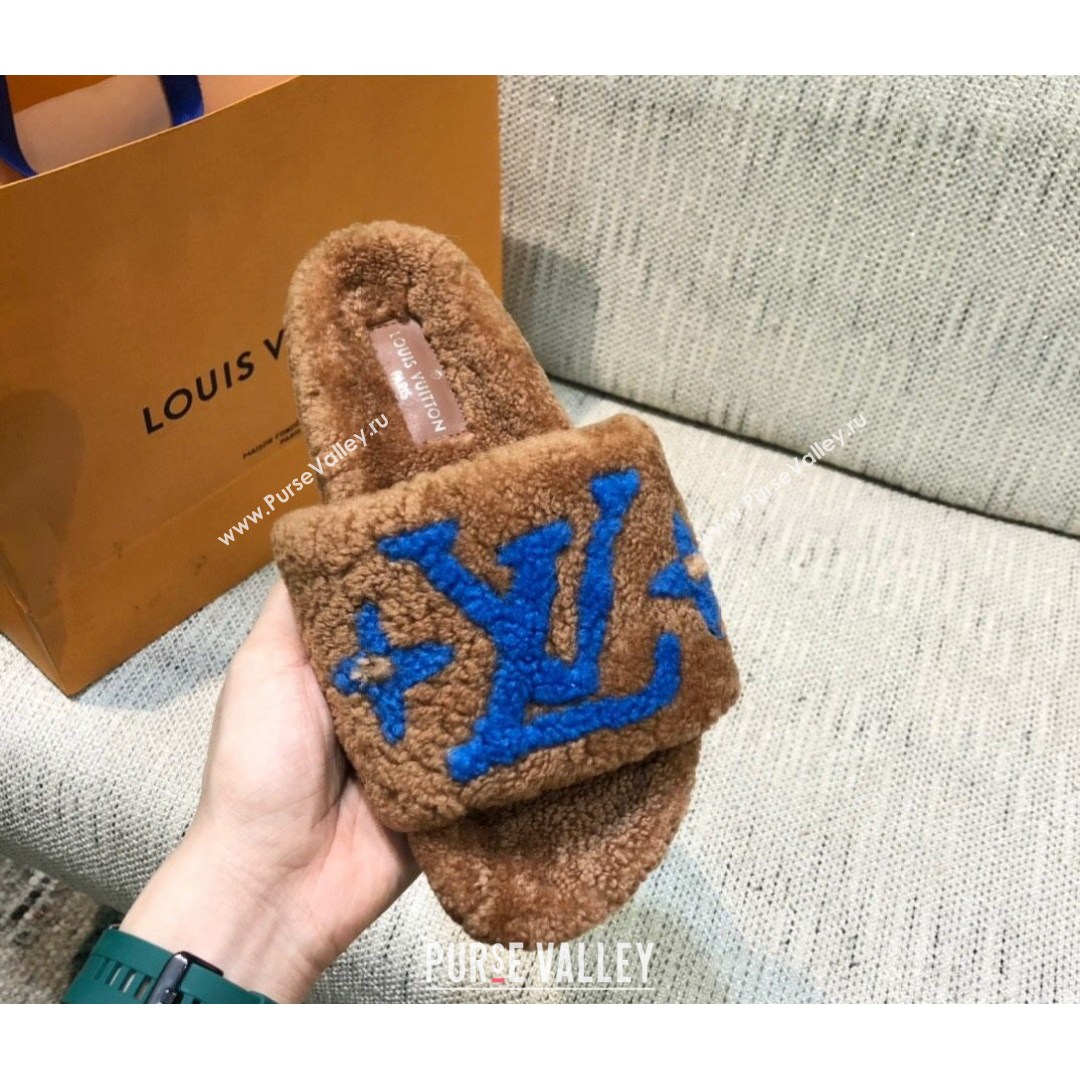 Louis Vuitton LV Wool Flat Slide Sandals Brown 2021 07 (MD-21080970)