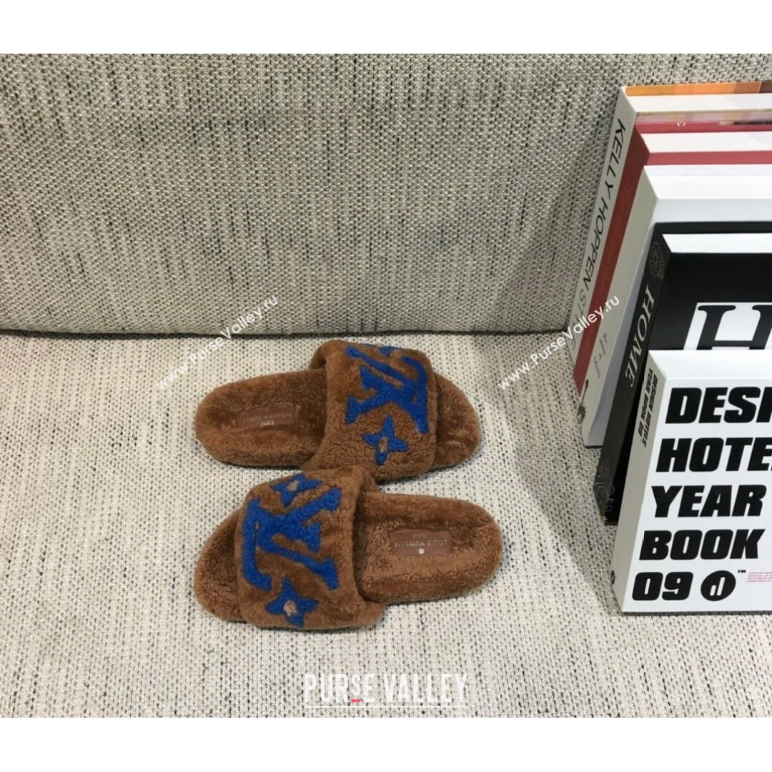 Louis Vuitton LV Wool Flat Slide Sandals Brown 2021 07 (MD-21080970)