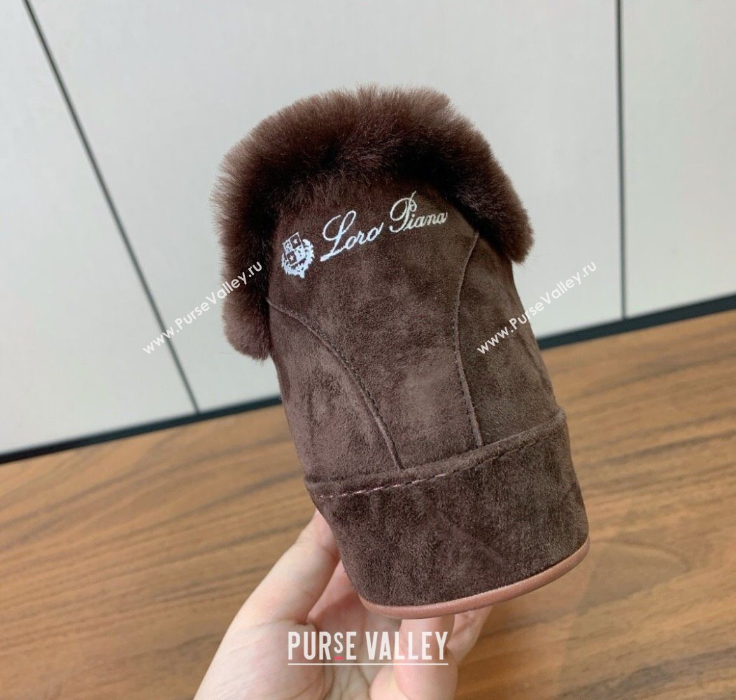 Loro Piana High Top Sneakers/Ankle Boots in Suede and Wool Fur Coffee Brown 2025 LP111304 (HH-251211054)