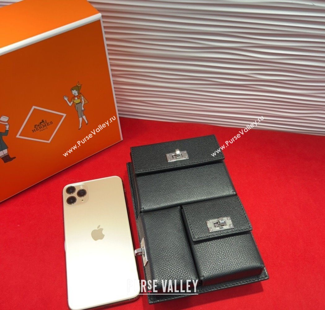 Hermes Kelly Multipocket To Go Pouch with Silver-Tone Hardware Black 2025 (99-250618020)