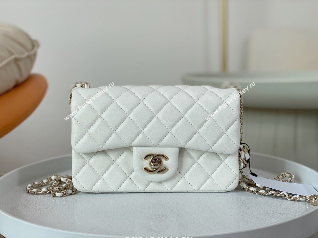 Chanel Lambskin Small Flap Bag with Soccer Ball AS1787 White/Gold 2024 (SM-24040202)