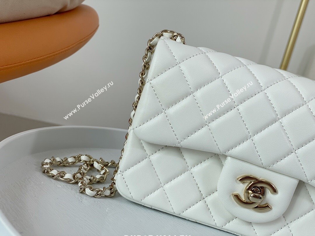 Chanel Lambskin Small Flap Bag with Soccer Ball AS1787 White/Gold 2024 (SM-24040202)