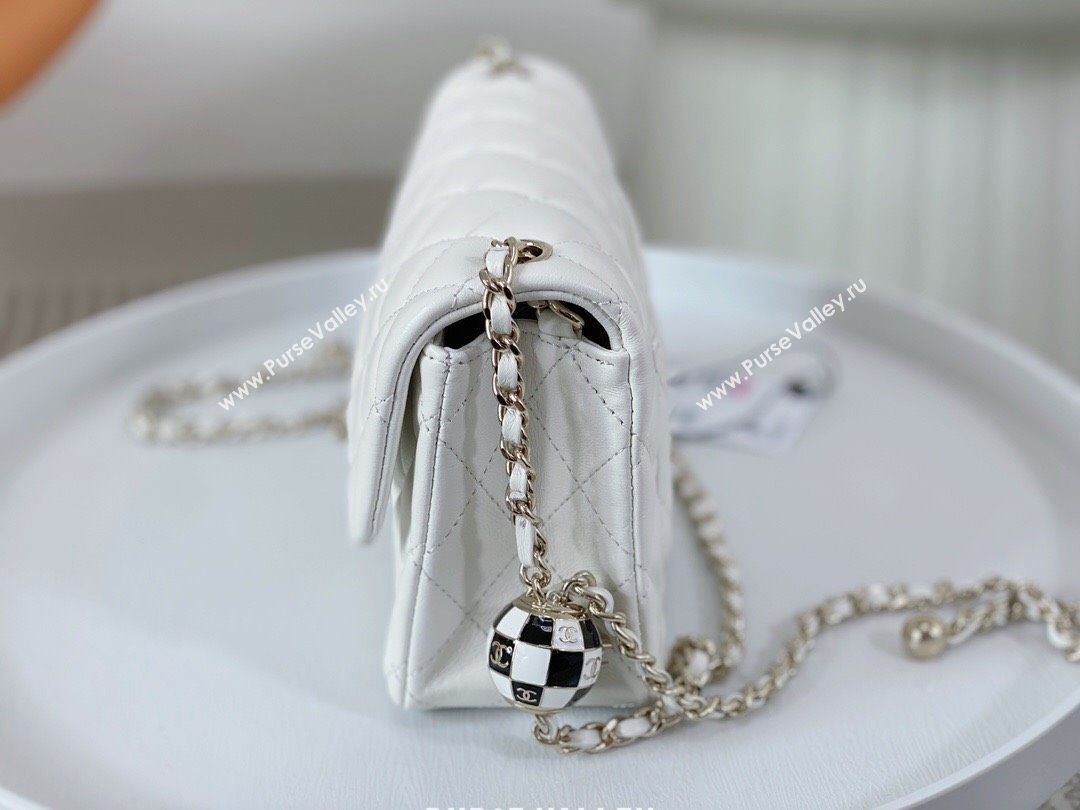 Chanel Lambskin Small Flap Bag with Soccer Ball AS1787 White/Gold 2024 (SM-24040202)