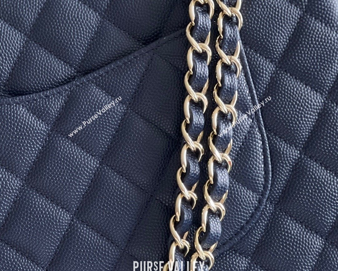 Chanel Grained Calfskin Medium Classic Flap Bag A01112 Navy Blue/Light Gold 2023 Original Quality (MHE-23121226)
