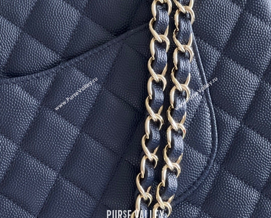 Chanel Grained Calfskin Medium Classic Flap Bag A01112 Navy Blue/Light Gold 2023 Original Quality (MHE-23121226)