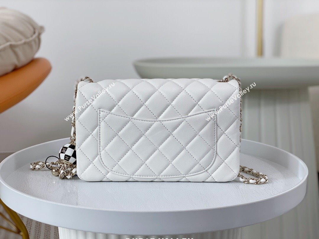 Chanel Lambskin Small Flap Bag with Soccer Ball AS1787 White/Gold 2024 (SM-24040202)