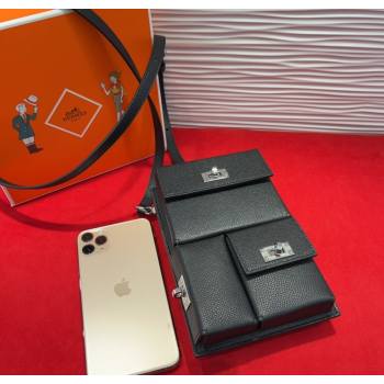 Hermes Kelly Multipocket To Go Pouch with Silver-Tone Hardware Black 2025 (99-250618020)
