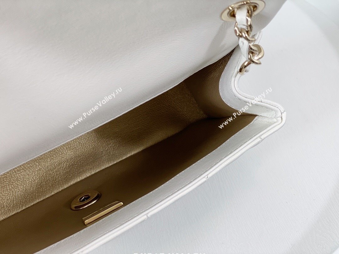 Chanel Lambskin Small Flap Bag with Soccer Ball AS1787 White/Gold 2024 (SM-24040202)