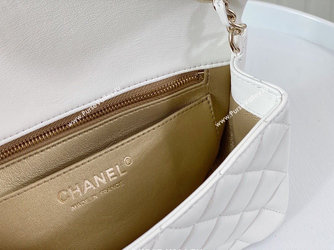 Chanel Lambskin Small Flap Bag with Soccer Ball AS1787 White/Gold 2024 (SM-24040202)