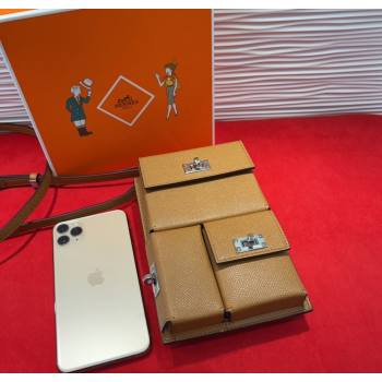 Hermes Kelly Multipocket To Go Pouch with Silver-Tone Hardware Brown 2025 (99-250618021)