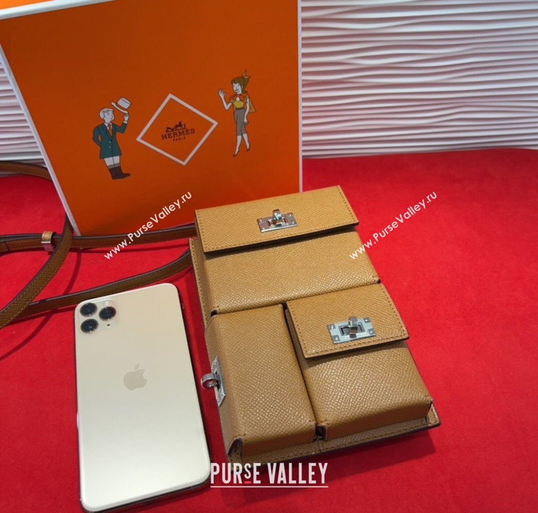 Hermes Kelly Multipocket To Go Pouch with Silver-Tone Hardware Brown 2025 (99-250618021)