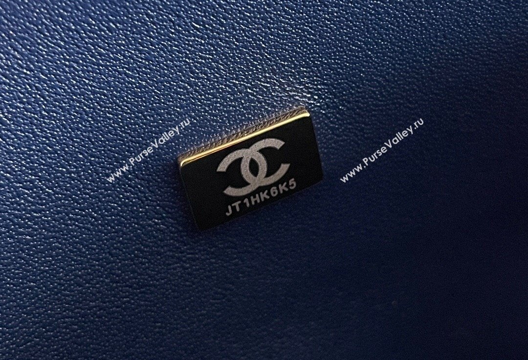 Chanel Grained Calfskin Medium Classic Flap Bag A01112 Navy Blue/Light Gold 2023 Original Quality (MHE-23121226)