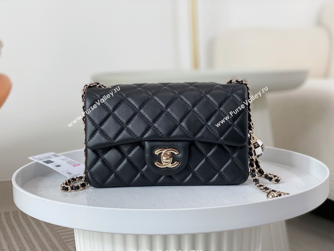 Chanel Lambskin Small Flap Bag with Soccer Ball AS1787 Black/Gold 2024 (SM-24040203)