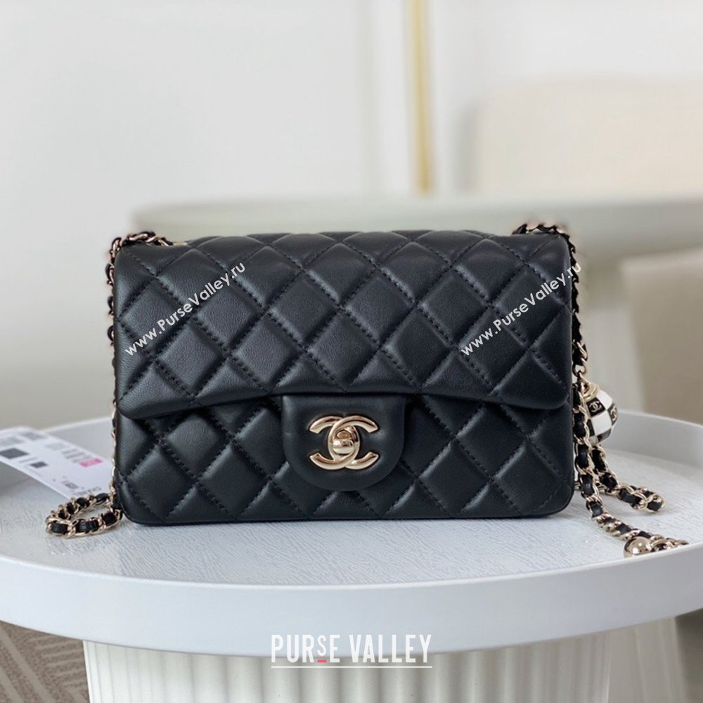 Chanel Lambskin Small Flap Bag with Soccer Ball AS1787 Black/Gold 2024 (SM-24040203)