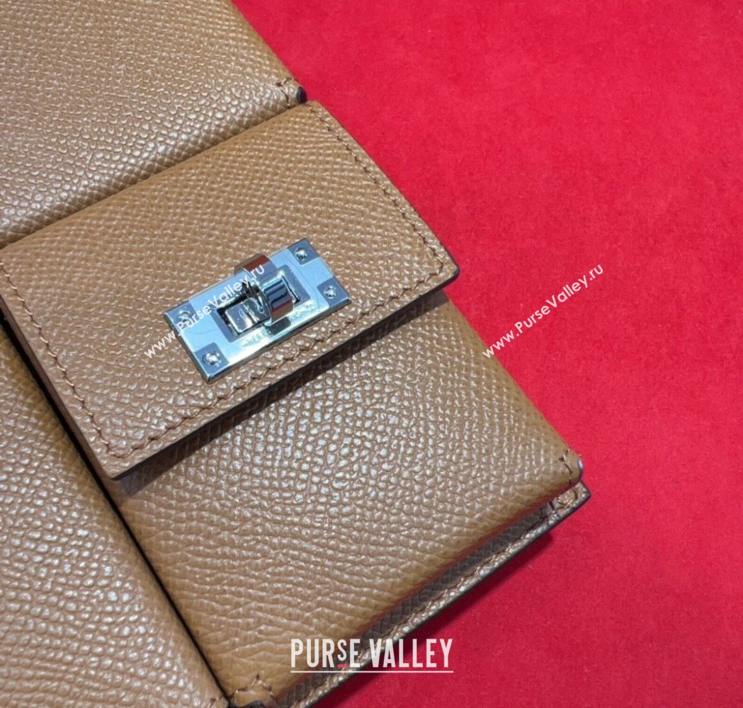 Hermes Kelly Multipocket To Go Pouch with Silver-Tone Hardware Brown 2025 (99-250618021)