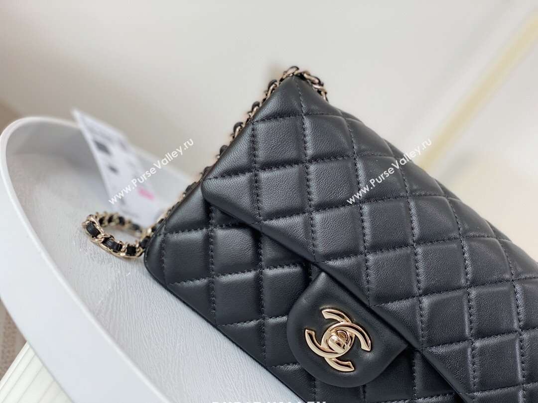 Chanel Lambskin Small Flap Bag with Soccer Ball AS1787 Black/Gold 2024 (SM-24040203)