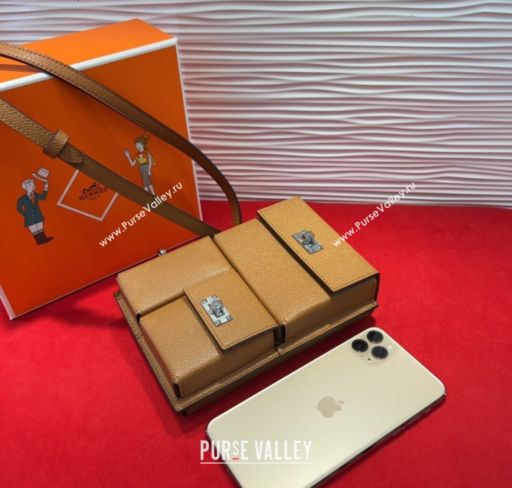 Hermes Kelly Multipocket To Go Pouch with Silver-Tone Hardware Brown 2025 (99-250618021)