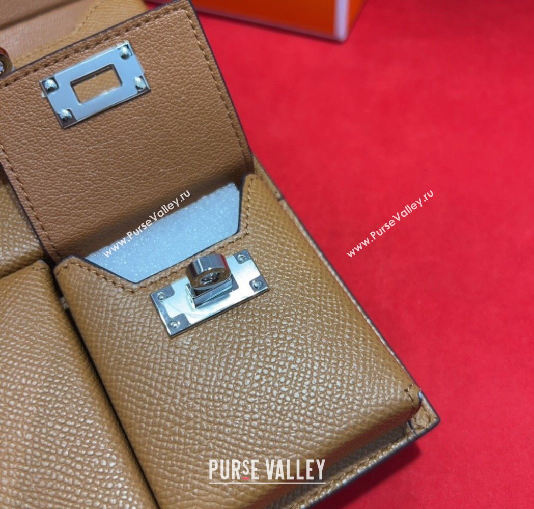 Hermes Kelly Multipocket To Go Pouch with Silver-Tone Hardware Brown 2025 (99-250618021)