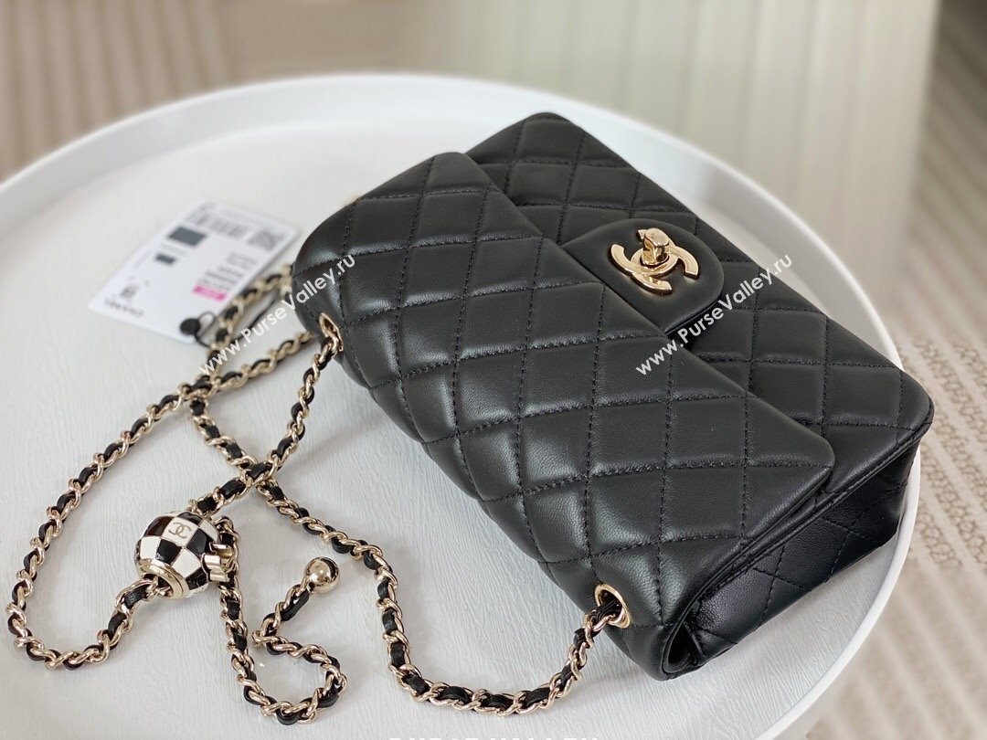 Chanel Lambskin Small Flap Bag with Soccer Ball AS1787 Black/Gold 2024 (SM-24040203)