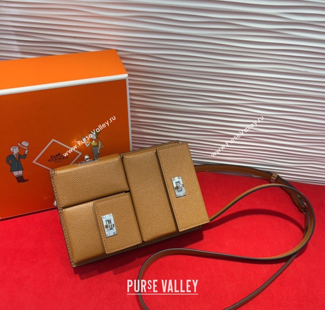 Hermes Kelly Multipocket To Go Pouch with Silver-Tone Hardware Brown 2025 (99-250618021)