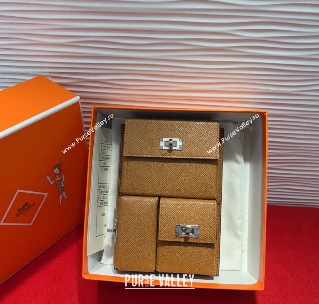 Hermes Kelly Multipocket To Go Pouch with Silver-Tone Hardware Brown 2025 (99-250618021)