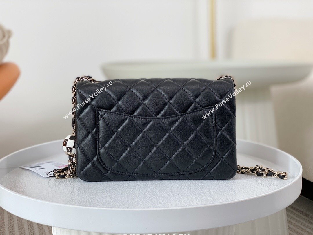 Chanel Lambskin Small Flap Bag with Soccer Ball AS1787 Black/Gold 2024 (SM-24040203)