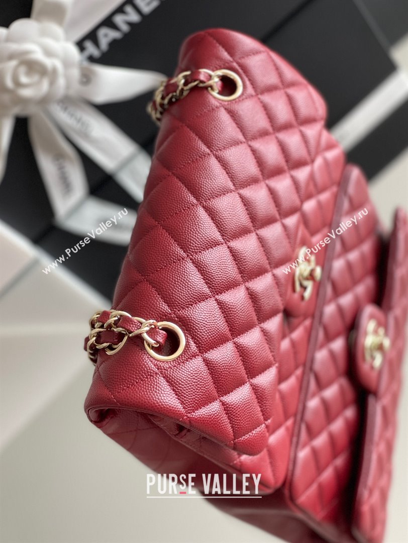 Chanel Grained Calfskin Small Classic Flap Bag A01113 Burgundy/Light Gold 2023 Original Quality (MHE-23121807)