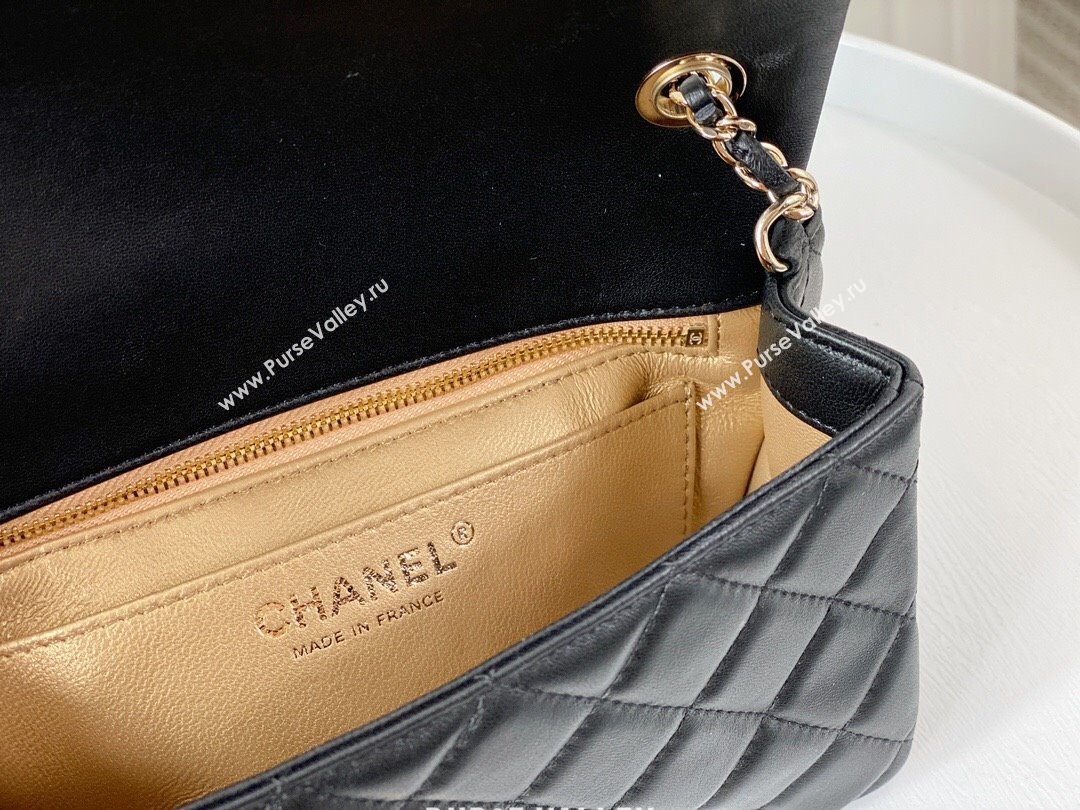 Chanel Lambskin Small Flap Bag with Soccer Ball AS1787 Black/Gold 2024 (SM-24040203)