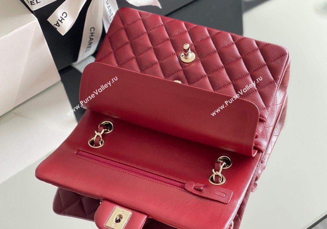 Chanel Grained Calfskin Small Classic Flap Bag A01113 Burgundy/Light Gold 2023 Original Quality (MHE-23121807)