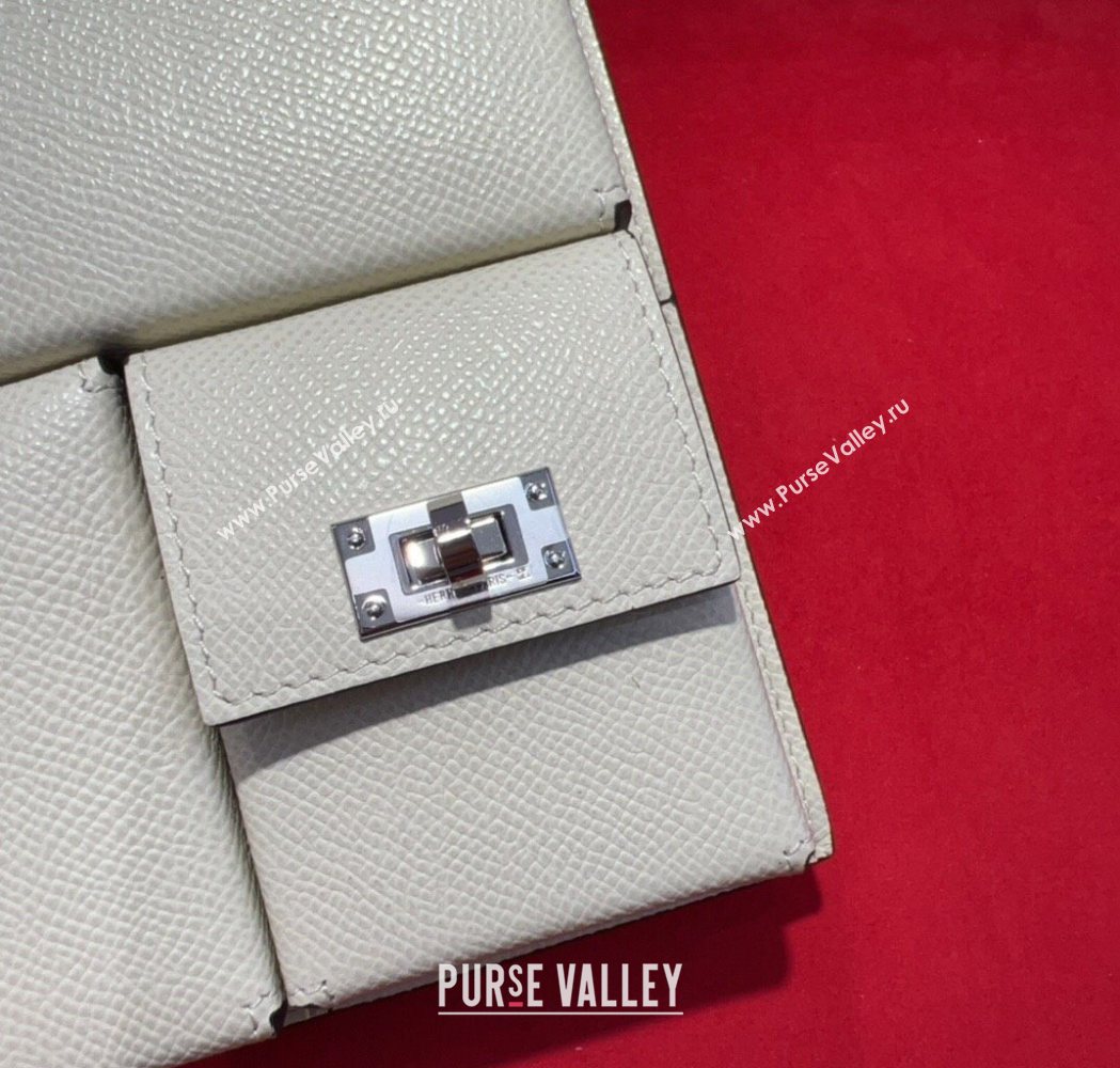 Hermes Kelly Multipocket To Go Pouch with Silver-Tone Hardware White 2025 (99-250618022)