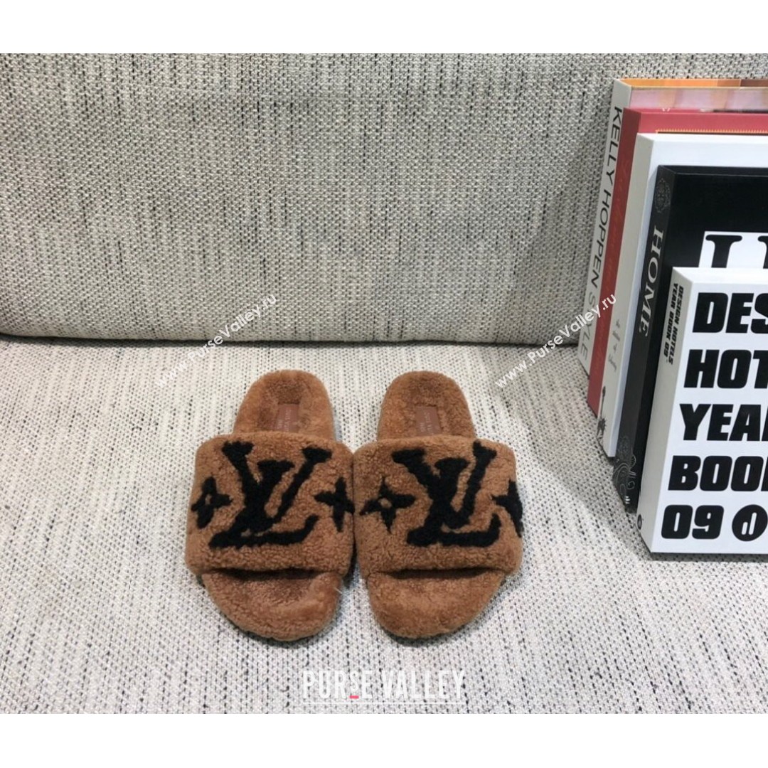 Louis Vuitton LV Wool Flat Slide Sandals Brown 2021 10 (MD-21080973)