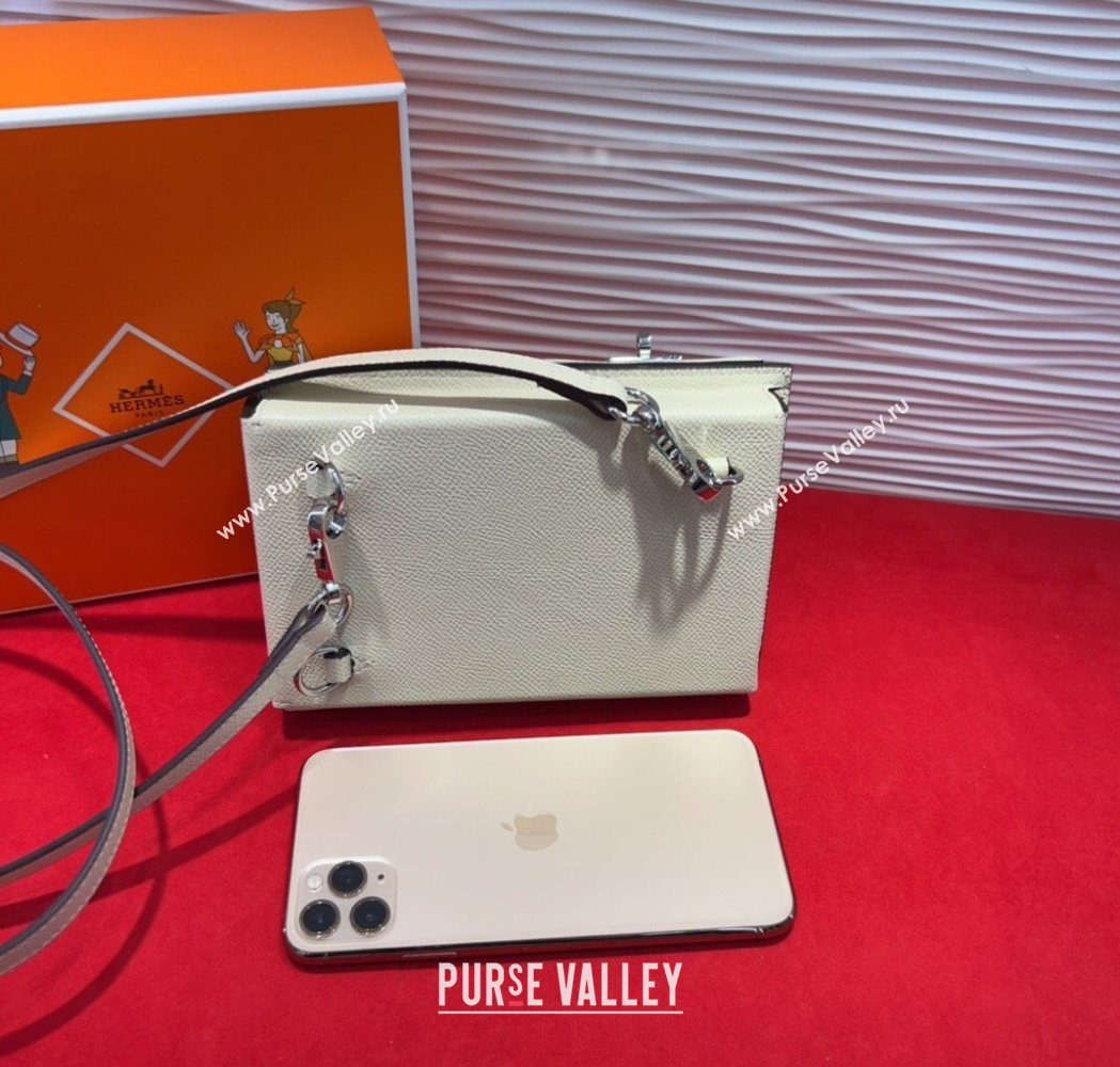 Hermes Kelly Multipocket To Go Pouch with Silver-Tone Hardware White 2025 (99-250618022)