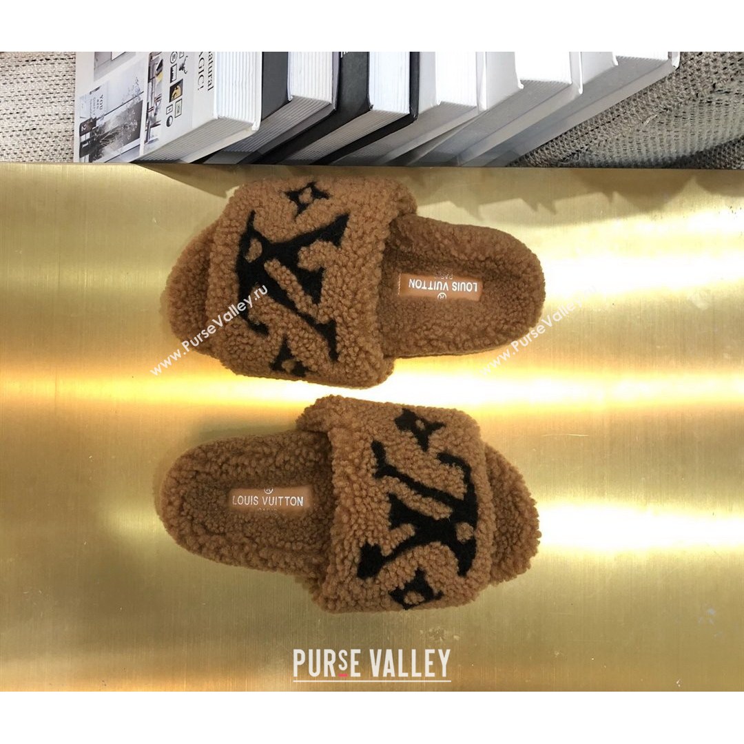 Louis Vuitton LV Wool Flat Slide Sandals Brown 2021 10 (MD-21080973)