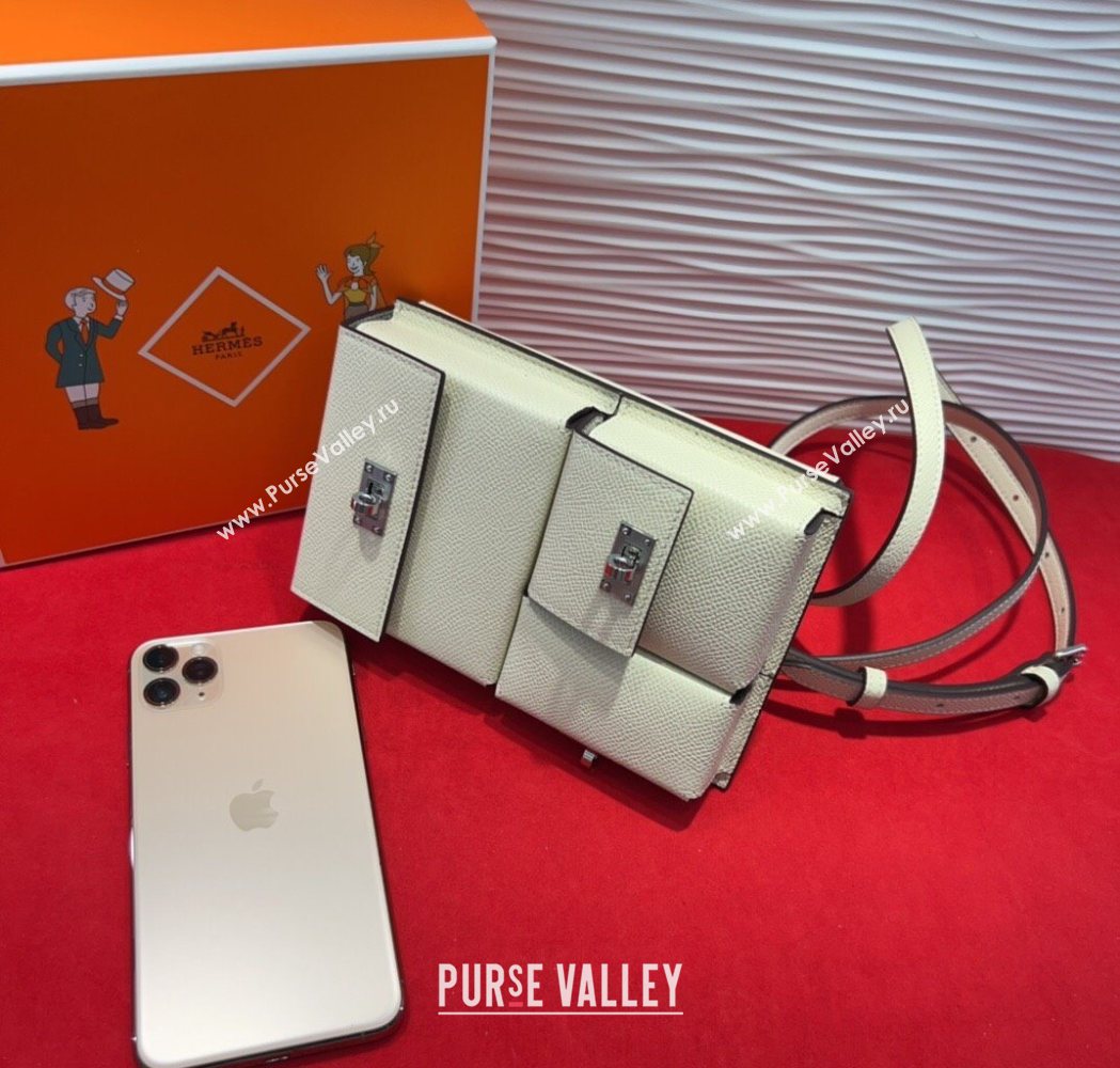 Hermes Kelly Multipocket To Go Pouch with Silver-Tone Hardware White 2025 (99-250618022)