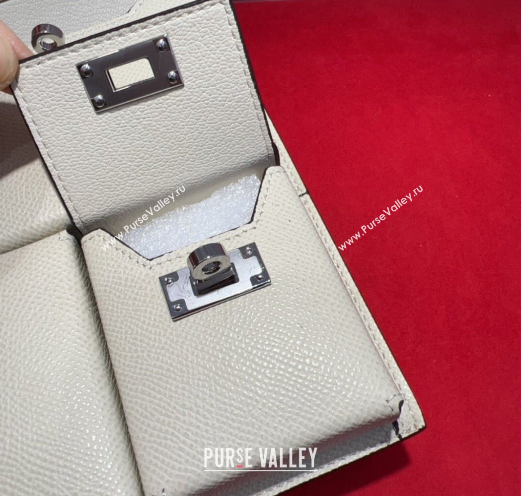 Hermes Kelly Multipocket To Go Pouch with Silver-Tone Hardware White 2025 (99-250618022)