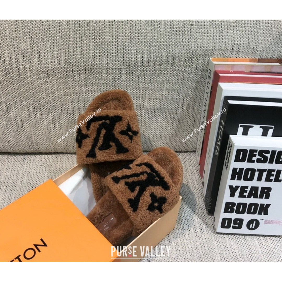 Louis Vuitton LV Wool Flat Slide Sandals Brown 2021 10 (MD-21080973)