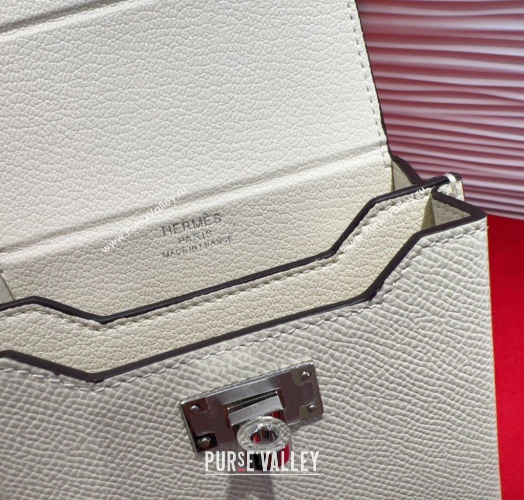 Hermes Kelly Multipocket To Go Pouch with Silver-Tone Hardware White 2025 (99-250618022)