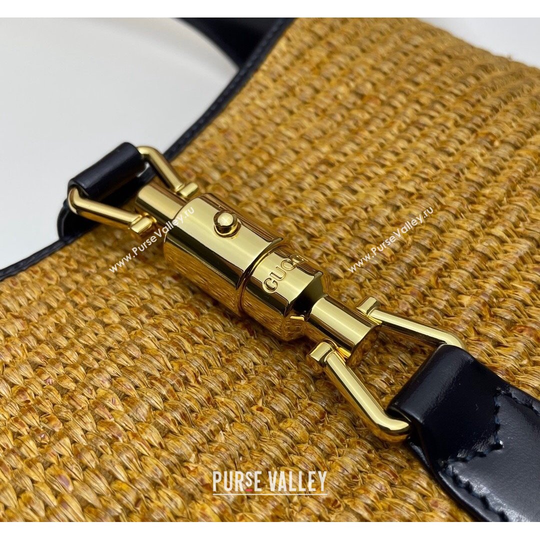 Gucci Jackie 1961 Straw-Like Small Shoulder Bag ‎636706 Camel Brown 2021 (DLH-21090341)