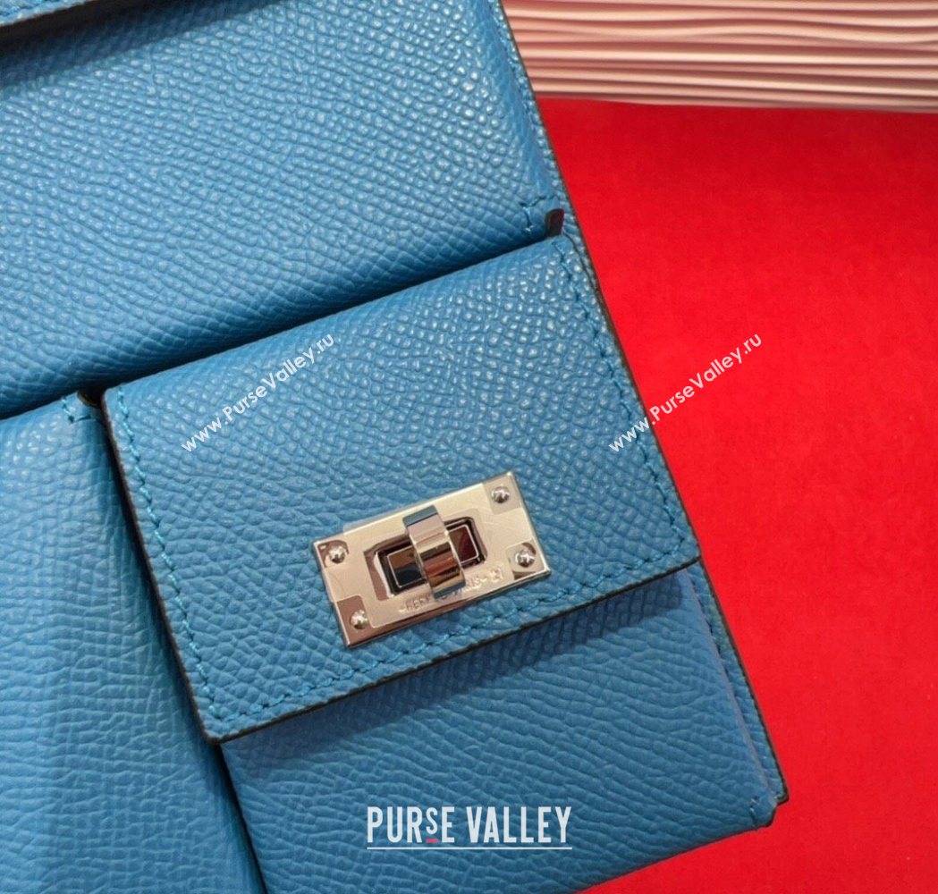 Hermes Kelly Multipocket To Go Pouch with Silver-Tone Hardware Blue 2025 (99-250618023)
