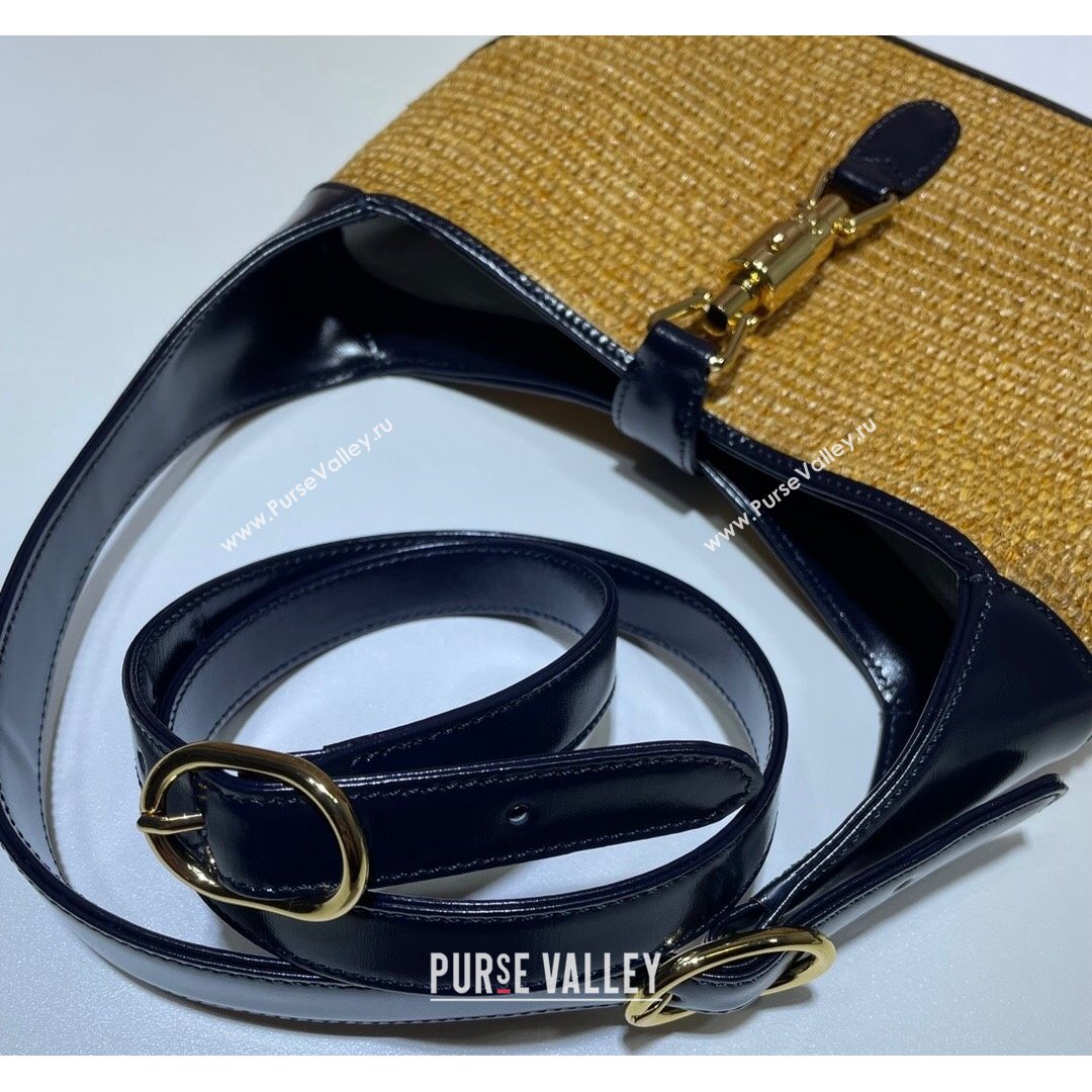 Gucci Jackie 1961 Straw-Like Small Shoulder Bag ‎636706 Camel Brown 2021 (DLH-21090341)