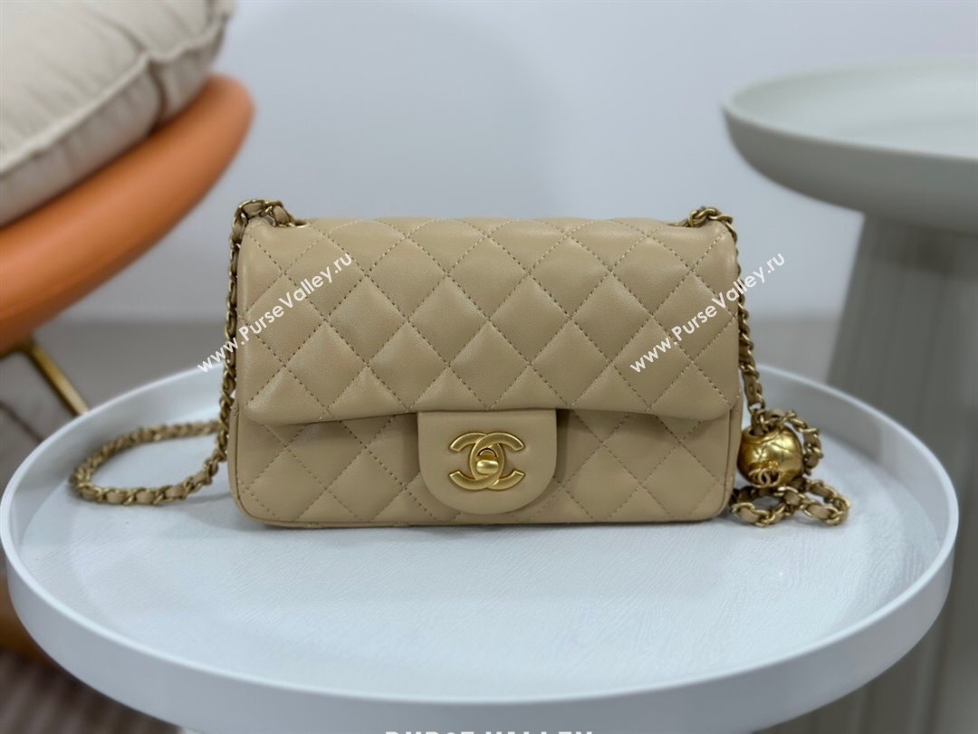 Chanel Lambskin Small Flap Bag with Metal Ball AS1787 Apricot/Gold 2024 (SM-24040205)