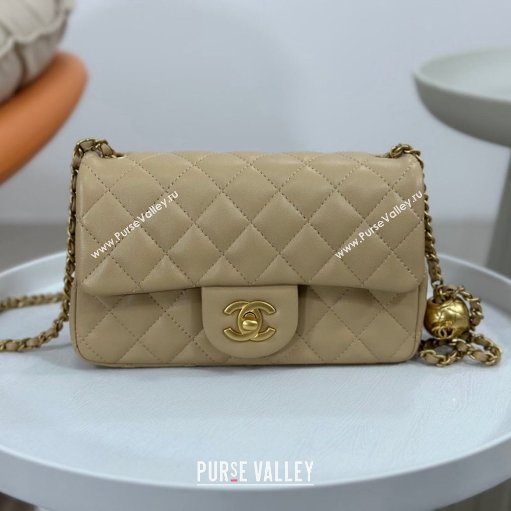 Chanel Lambskin Small Flap Bag with Metal Ball AS1787 Apricot/Gold 2024 (SM-24040205)
