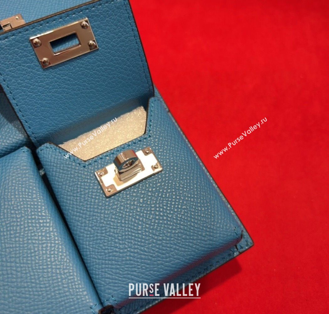 Hermes Kelly Multipocket To Go Pouch with Silver-Tone Hardware Blue 2025 (99-250618023)