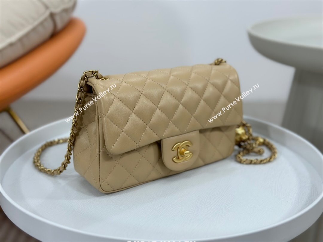 Chanel Lambskin Small Flap Bag with Metal Ball AS1787 Apricot/Gold 2024 (SM-24040205)