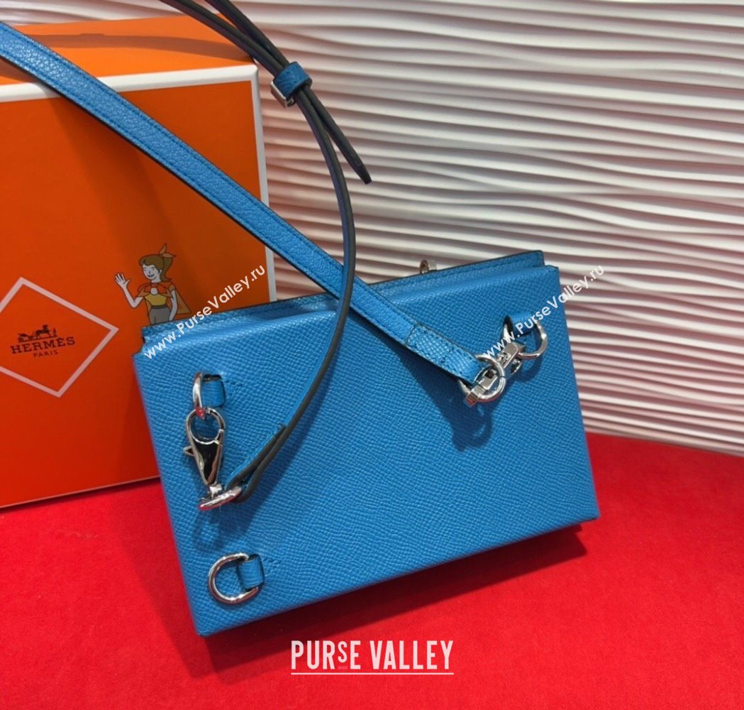 Hermes Kelly Multipocket To Go Pouch with Silver-Tone Hardware Blue 2025 (99-250618023)