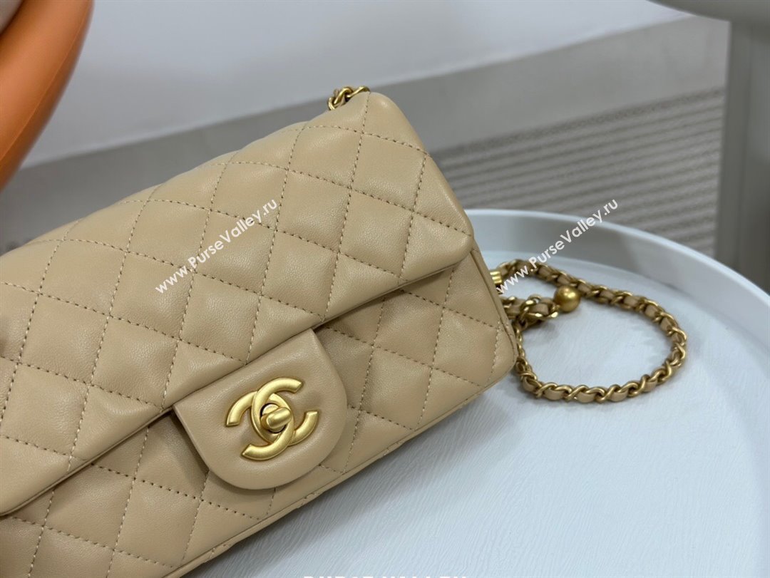 Chanel Lambskin Small Flap Bag with Metal Ball AS1787 Apricot/Gold 2024 (SM-24040205)
